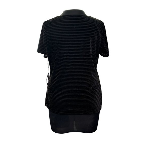 Calvin Klein Black Striped Short Sleeve Top L - Picture 3 of 9